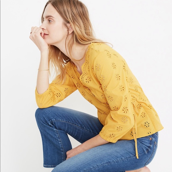 Madewell Tops - MADEWELL // Scalloped Eyelet Wrap Top